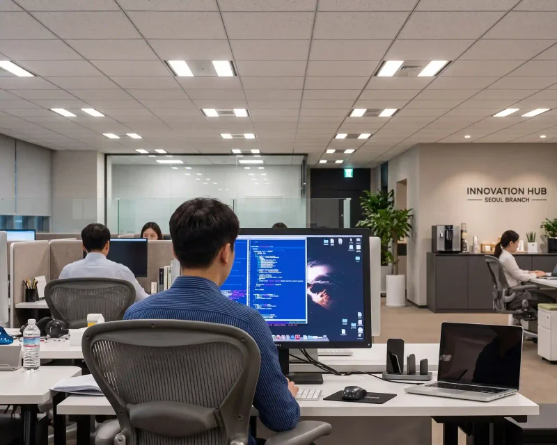 モダンなオフィスで協業する一般ピープルの社員